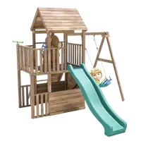 Complex de joaca BalconyFort ™ Single Swing, tobogan verde, Dunster House