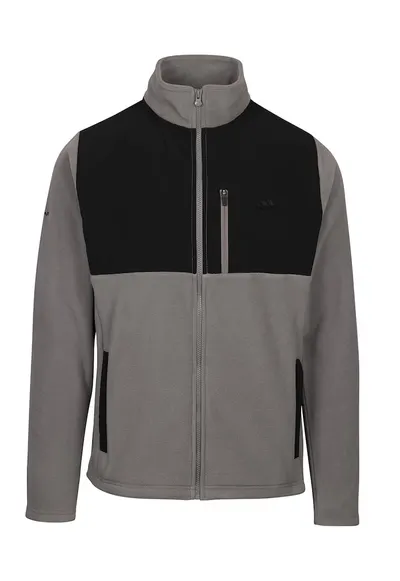 Bluza din fleece cu fermoar si segmente contrastante Falkenham - Negru/Gri