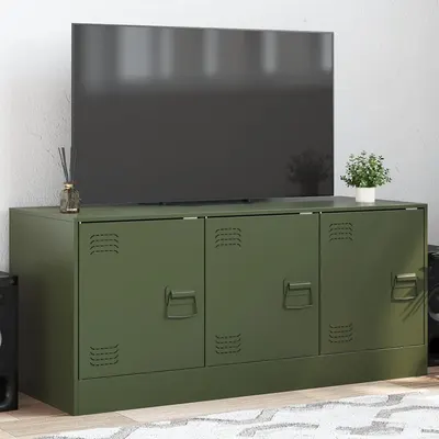 vidaXL Comodă TV, verde măsliniu, 99x39x44 cm, oțel
