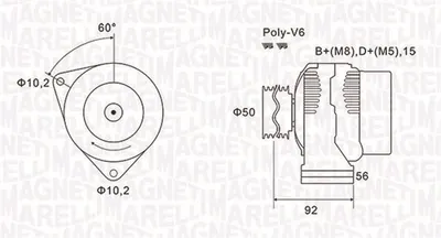 Alternator (14v, 150a) Mercedes C T-Model (s202), C (w202), Clk (a208), Clk (c208), E T-Model (s210), E (w210), G (w463), M (w163), S (c215), S (w220), Sl (r129), Sprinter 2-T (901 2.0-5.5