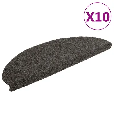 vidaXL Covorașe pentru scări autoadezive, 10 buc., 65x21x4 cm, antracit, semirotunde, mari