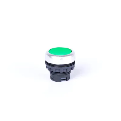 Ex9P1 F g Buton plat, cu revenire, fără inscripţionare, verde