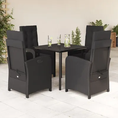 Gossi set mobilier de gradina cu perne, 5 piese, negru, poliratan