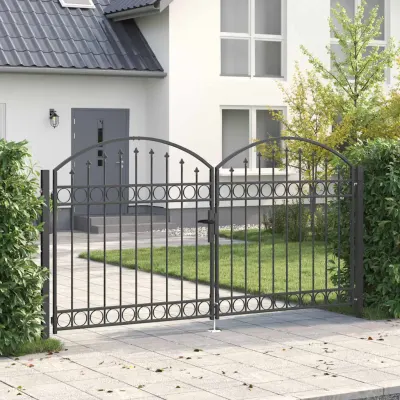 vidaXL Poartă de gard ASSEN 301 x 200 cm Oțel Gri Blocat