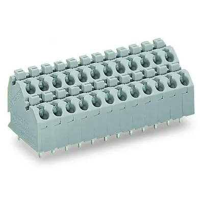 Double-deck PCB terminal block; push-button; 1.5 mm²; Pin spacing 5 mm; 2 x 2-pole; Push-in CAGE CLAMP®; 1,50 mm²; agate gray