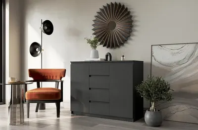 Comoda Nit 2, Negru, 109x85hx40cm