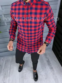 Camasa barbati in carouri slim fit B2131 1-4.1
