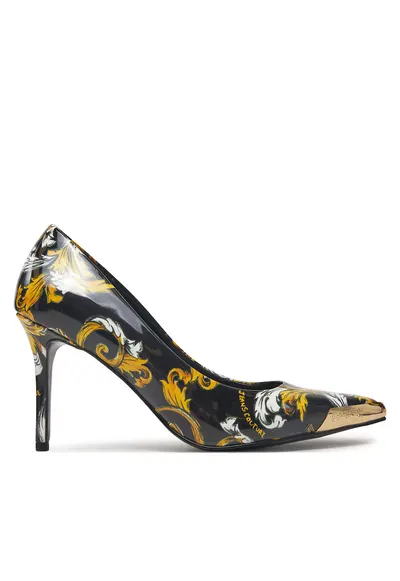 Pantofi dama - piele ecologica - negru/auriu