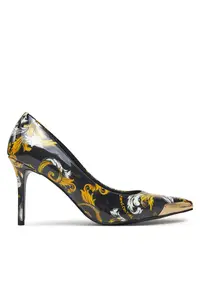 Pantofi dama - piele ecologica - negru/auriu -