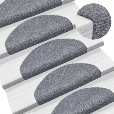 vidaXL Covorașe autoadezive pentru scări, 10 buc., 65x21x4 cm, gri deschis, semirotunde, mari