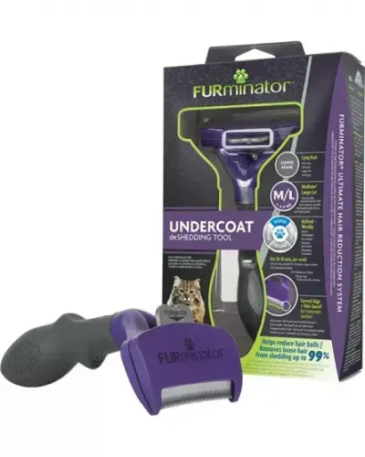 Perie Furminator pentru pisici cu par lung M L
