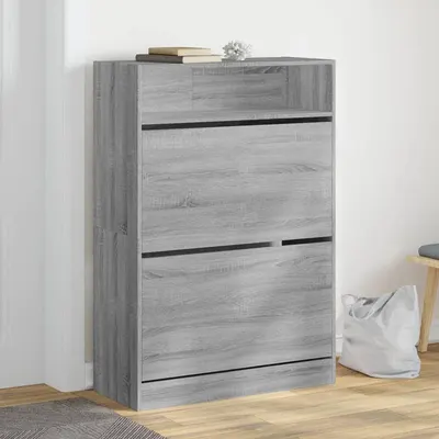 vidaXL Pantofar cu 2 sertare rabatabile, gri sonoma, 80x34x116 cm