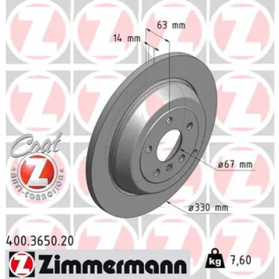 Disc frana ZIMMERMANN 400.3650.20