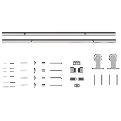 HOMCOM 152CM Kit feronerie ușă culisantă tip hambar, șină pentru ușă lățime 76 cm, grosime 30 mm, argintiu | Aosom Romania