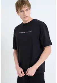 Tricou de casa din bumbac cu logo - Negru