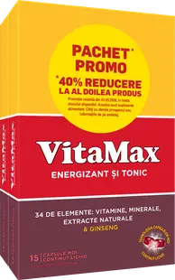 Pachet Vitamax 1 + 40% reducere la al doilea produs, 2 x 15 capsule, Perrigo