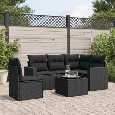 Gossi set mobilier de gradina cu perne, 6 piese, negru, poliratan
