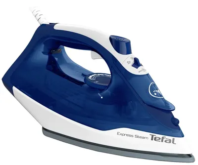 Fier de călcat Tefal - Express Steam FV2838E0, 2400W, 40 g/min, albastru/alb