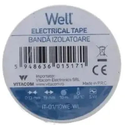 Banda izolatoare 1.9 cm x 10 m - alb Well IT-01/10WE-WL