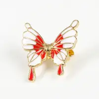 Brosa martisor fluture alb cu detalii rosii
