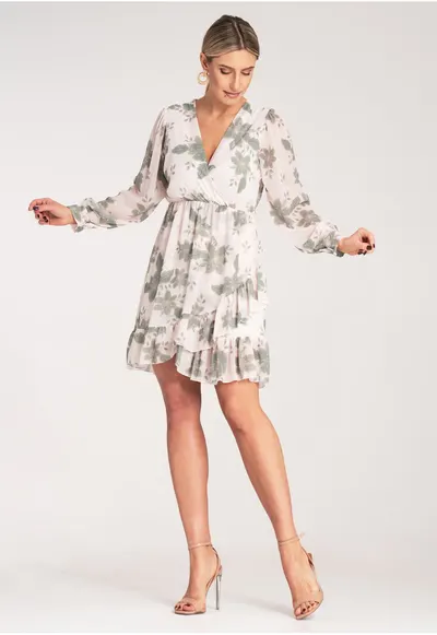 Rochie mini - verde - volane - poliester -