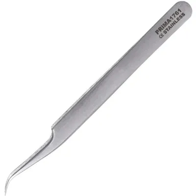 Penseta pentru Aplicarea Genelor False, Prima, Inox, cu Varfuri curbate, 15 cm