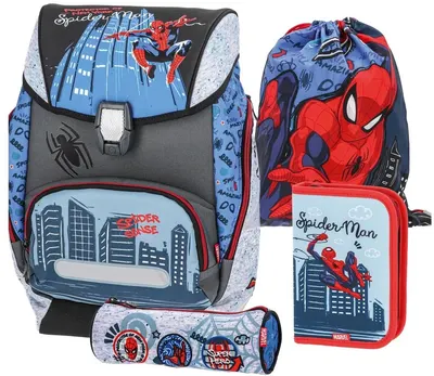 Set școlar Play Spider-Man - Ghiozdan, două penare și sac de sport