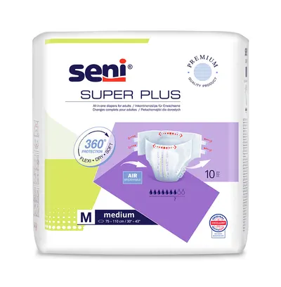 Scutece cu sistem inchis Super Plus Medium, 10 bucati, Seni