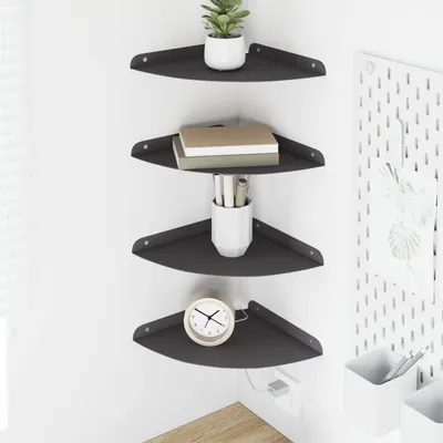 vidaXL Raft Suspendat pentru Colț 4 buc. Negru 24 x 24 x 2 cm