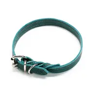 Zgarda roz din piele cu ornament cusut - Verde - 45 cm