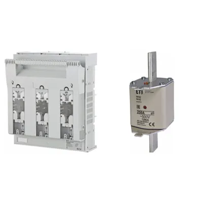Pachet Protectie Circuit Trifazat: Soclu Siguranta Fuzibila NH3 3P (M10/M10), Siguranta Fuzibila NH3C gG 250A 500V