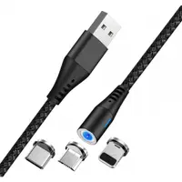 Cablu Incarcare USB-A - Lightning / microUSB / USB-C MaXlife MXUC-02 Magnetic 3in1, 18W, 1m, Negru