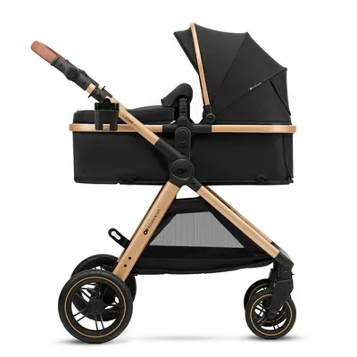 Carucior pentru copii Kinderkraft Esme Pure Black 3 in 1 reversibil, cu spatar si maner reglabil, suportul pentru pahar, husa pentru picioare, husa de ploaie, geanta