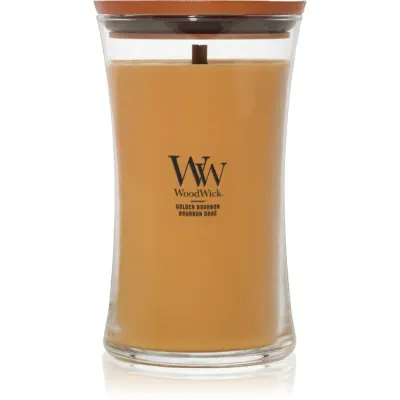Woodwick Opulent Wood Golden Bourbon lumânare parfumată cu fitil din lemn (hearthwick) 609.5 g