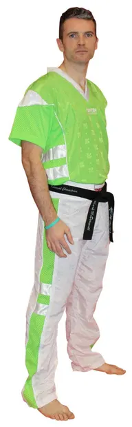 Uniformă Kickboxing "NEON Limited", aprobat WAKO, Top Ten, Alb-Verde, 190 cm