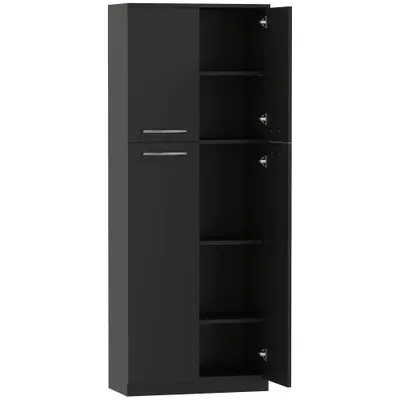 HOMCOM Mobilier de depozitare cu 2 dulapuri și rafturi reglabile din lemn negru | Aosom Romania