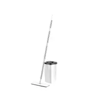Set mop cu galeata PAA-home, mop plat din microfibra, cuve separate pentru spalare si uscare, 2 lavete pentru mop incluse, orificiu scurgere apa, capa