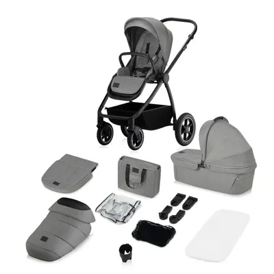 Carucior 2 in 1, Lionelo, Meril, Cu landou si scaun cu dimensiune XL, Reversibil, Cu sistem de ventilatie 3D, Cu accesorii, Pana la 22 kg, Conform cu EN1888-1 EN1888-2, EN1466, Gri