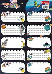 Etichete scolare autoadezive, 30buc/set, Tanex, Cosmos