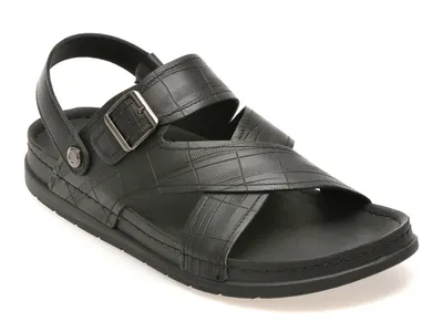 Sandale OTTER negre, 25098, din piele naturala