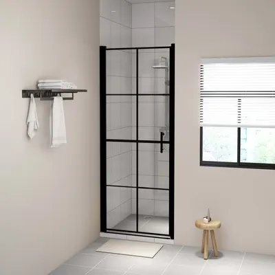 Gossi usa de dus, negru, 91 x 195 cm, sticla securizata