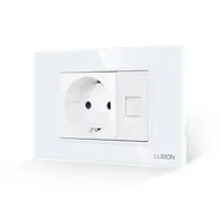 Priza Schuko + Priza Internet cu Rama din Sticla LUXION, Standard Italian, 3M