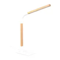 Veioză albă/în culoare naturală LED cu intensitate reglabilă cu abajur din lemn (înălțime 73,5 cm) Norris – Trio