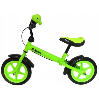 Bicicleta copii fara pedale R-Sport R9 verde 11 inch, scaun moale reglabil pe inaltime 38-45 cm, roti din spuma EVA, frana pe roata din fata, cadru usor din otel, pana la 35 kg, varsta 3-6 ani