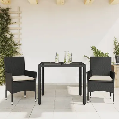 Gossi set mobilier de gradina cu perne 3 piese negru poliratan&sticla