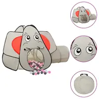 Gossi cort de joaca elefant pentru copii 250 bile, gri, 174x86x101 cm