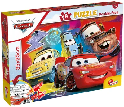 Puzzle cu două fețe Lisciani de colorat din 24 piese - Mașinile