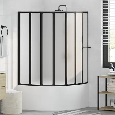 vidaXL Paravan de duș Negru 168 x 140 cm Aluminiu