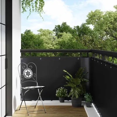 vidaXL Ecran pentru balcon cu găici 400 x 90 cm poliratan Negru