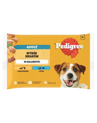 PEDIGREE Adult plicuri hrana caini 4x100 g in gelatina cu pui si peste